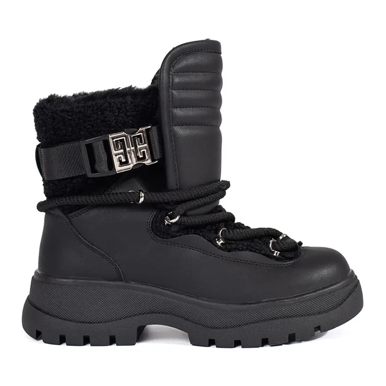 Seastar Bottes de neige noires pour femmes avec fourrure sur semelle épaisse le noir