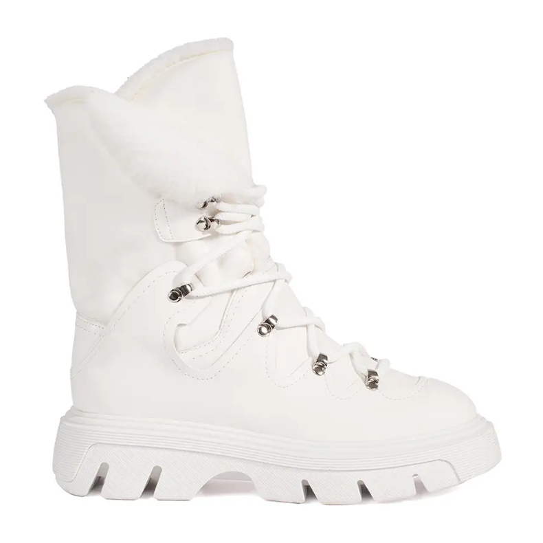 Seastar Bottines de neige femme blanches à lacets avec fourrure sur la plateforme