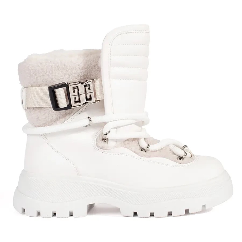 Seastar Bottines de neige femme blanches avec fourrure sur semelle épaisse