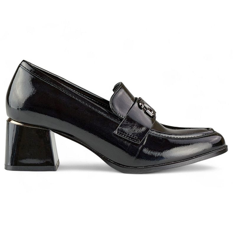 Chaussures à talons bas vernies noires, escarpins à talons hauts pour femmes le noir