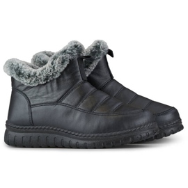 Bottines de neige courtes avec fourrure pour femme, noires CH-06B le noir