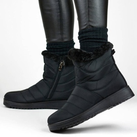 Bottes de neige isolées avec fourrure pour femme, noires W76B le noir