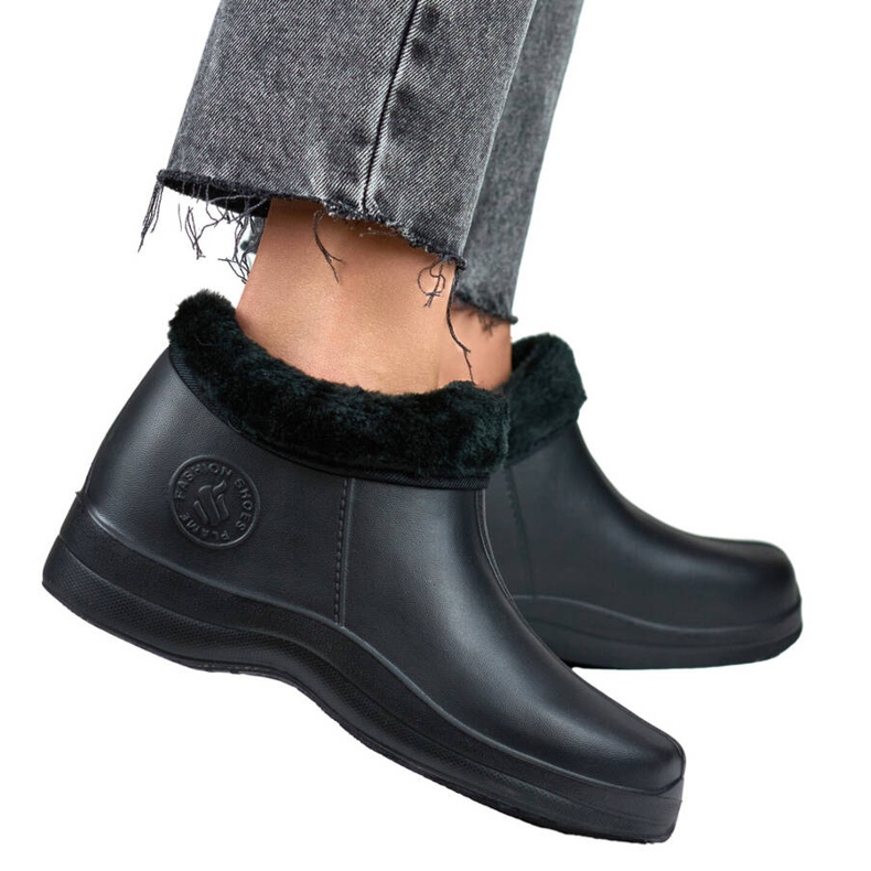 Bottes Wellington isolées avec fourrure pour femme, noires B2016B le noir