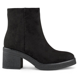 Bottines classiques à talons hauts en daim pour femme, noires MS1508B
