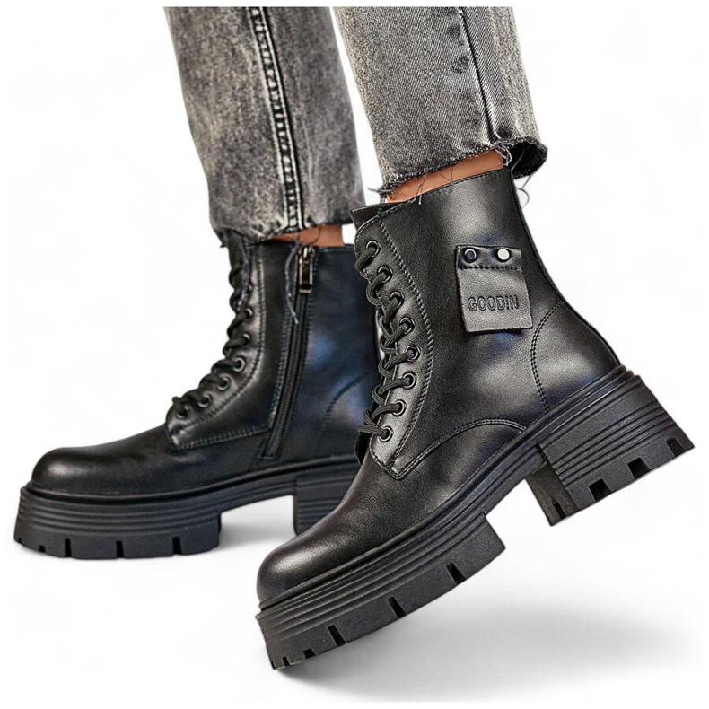 Travailleuses du cuir pour femmes sur la plate-forme, noir GD-TL56B le noir