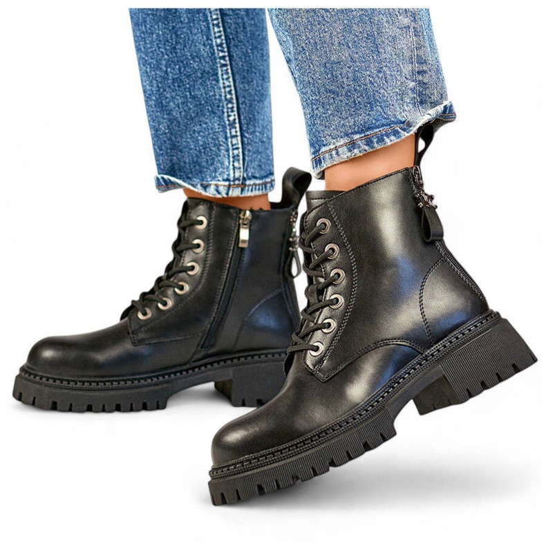 Bottes de travail isolées en cuir pour femme, noir GD-TL57B le noir