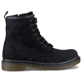 Bottines workwear femme en daim noir H1080B