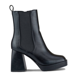 Bottines femme à talon haut et plateforme, noir X8271B