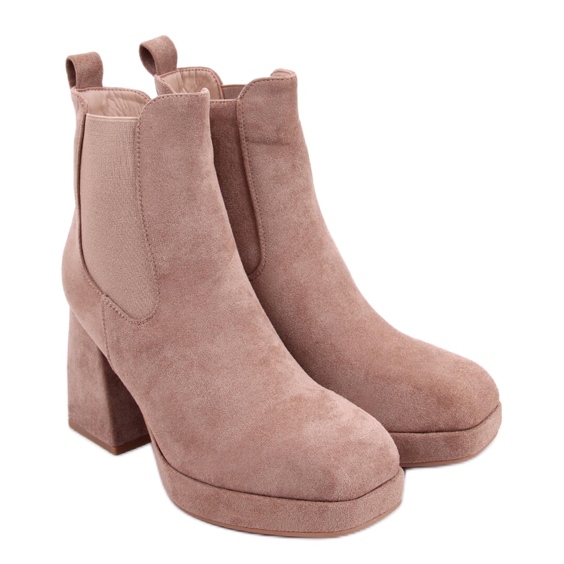 Bottines talon large Ciara Kaki beige Bottines talon large Ciara Kaki beige