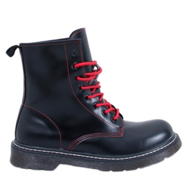 Bottines à lacets avec fil coloré Stuff Blackred noir