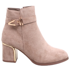 Bottines à talons élégantes Khalia Khaki beige