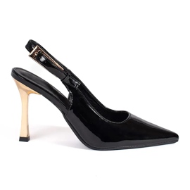 Seastar Talons hauts noirs vernis avec talon ouvert le noir