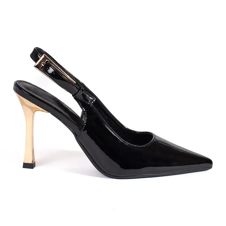 Seastar Talons hauts noirs vernis avec talon ouvert le noir