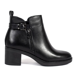 Bottines noires pour femmes avec fermeture éclair décorative et boucle