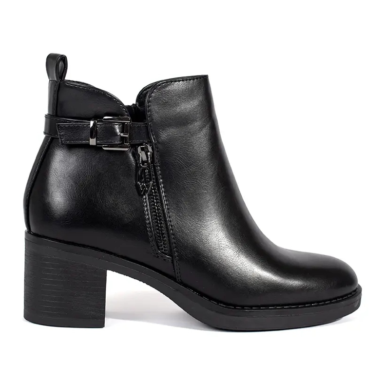 Bottines noires pour femmes avec fermeture éclair décorative et boucle le noir
