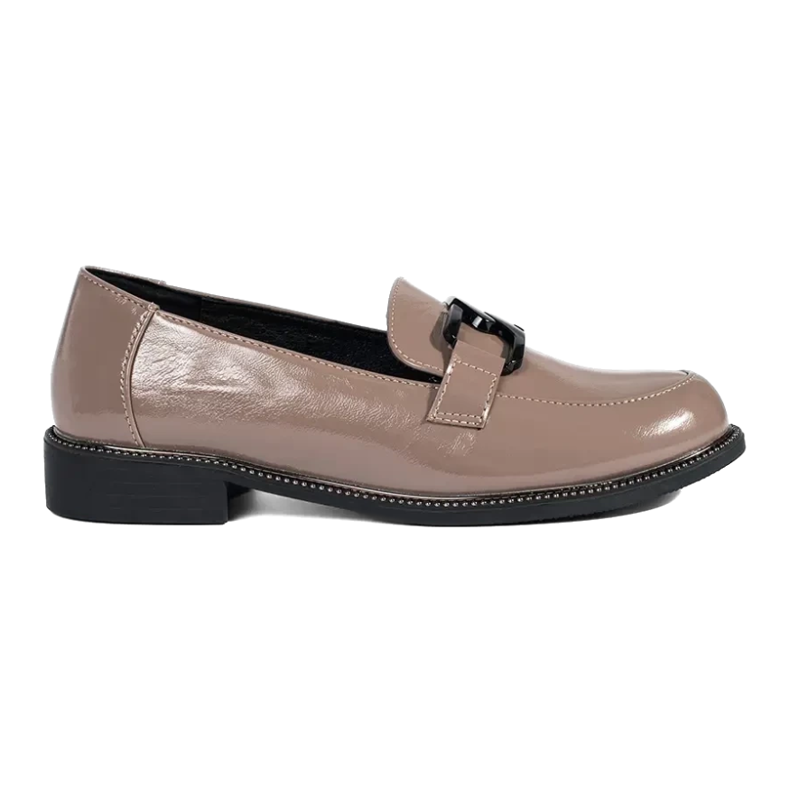 Goodin Mocassins beige foncé avec empiècement en cuir