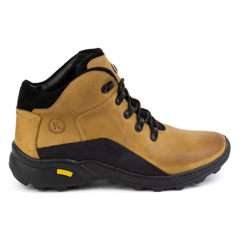 KOMODO Bottes d'hiver en cuir pour hommes 903K jaune camel brun