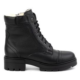 WASAK Bottines hautes en cuir pour femmes à lacets hiver 0547 noir le noir WASAK Bottines hautes en cuir pour femmes à lacets hiver 0547 noir le noir
