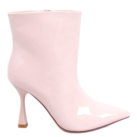 Boots laquées sur un talon Sylvia Beige