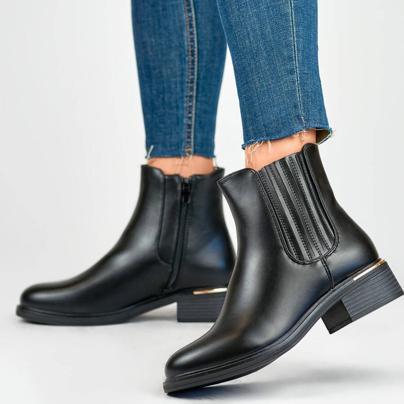 Bottines Chelsea d'automne pour femme, noires D7995B le noir