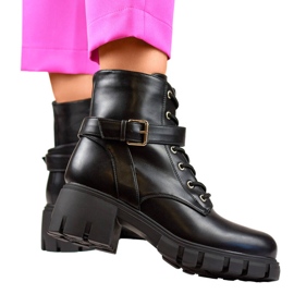 Bottines femme à talons bas et plateforme, noires BM530B le noir Bottines femme à talons bas et plateforme, noires BM530B le noir