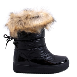 Mastro Bottes de neige noires avec fourrure le noir