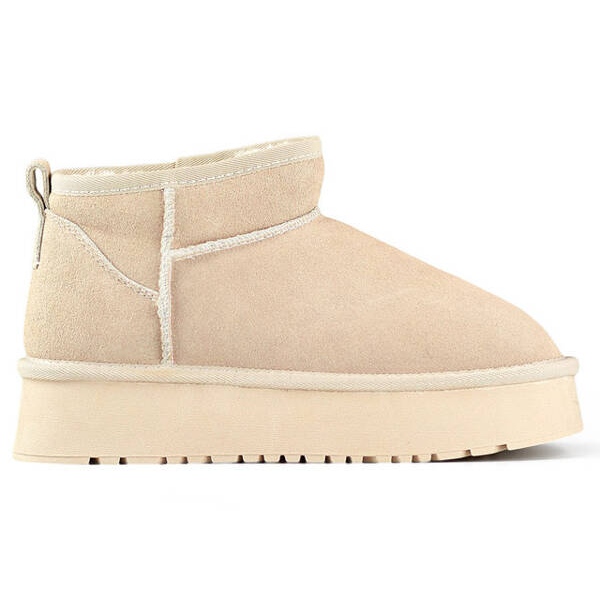 Bottines en cuir pour femme, bottes de neige en daim, beige XF-159L.BE