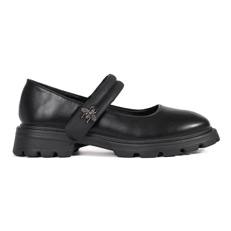 Goodin Chaussures noires pour femmes à semelle plate et application métallique le noir