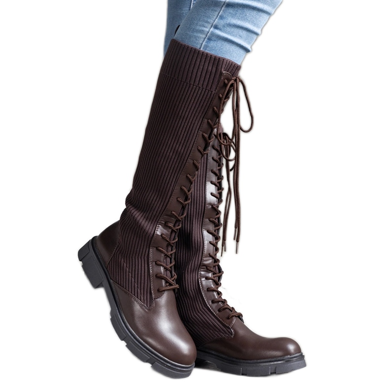 Bottines à enfiler marron avec tige élastique de Veradi brun