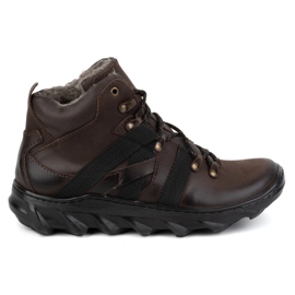 Olivier Bottes d'hiver isolées en cuir pour hommes, 151KZ, marron brun
