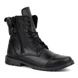 Olivier Bottes de moto militaires pour hommes, cuir, 83KZ, noires