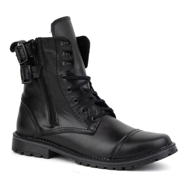 Olivier Bottes de moto militaires pour hommes, cuir, 83KZ, noires le noir