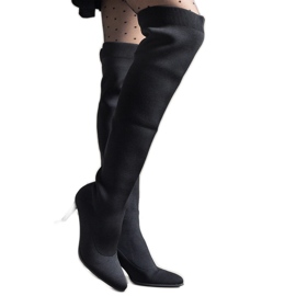 Bottes noires à talons hauts avec tige Atari élastique le noir