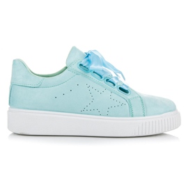 Wilady Baskets en daim avec ruban bleu