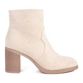Bottines classiques femme en daim beige