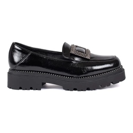 Goodin Mocassins plateforme femme noirs ornés d'une boucle et de strass