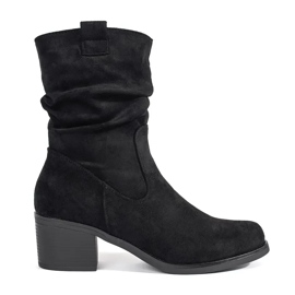 Boots femme noires style cowboy avec tige à volants le noir