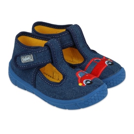 Chaussons enfant Befado avec Velcro 631P046, bleu marine, avec application voiture Chaussons enfant Befado avec Velcro 631P046, bleu marine, avec application voiture