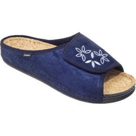 Blue de pantoufles pour femmes Inblu Korków 155d153 avec broderie bleu