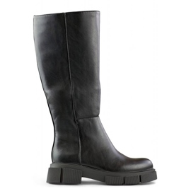 Bottines femme à semelle épaisse, noires M106B