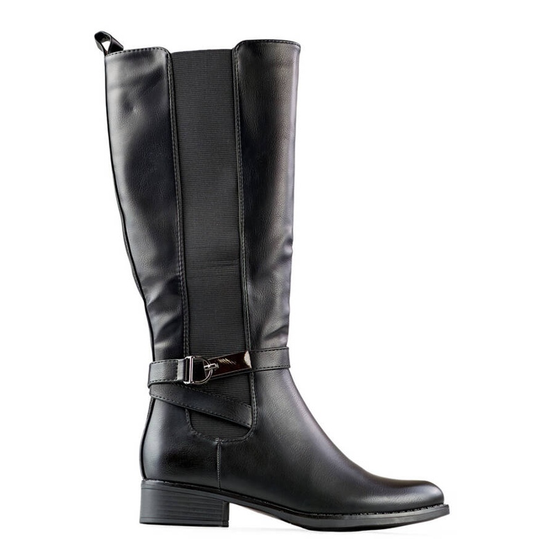 Bottes pour femmes avec caoutchouc élastique, noires JK-167B le noir