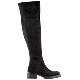 Cuissardes femme en daim suède noir RQ490B le noir