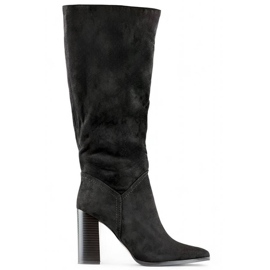 Bottines à talons hauts en daim pour femme, noires, X829B le noir