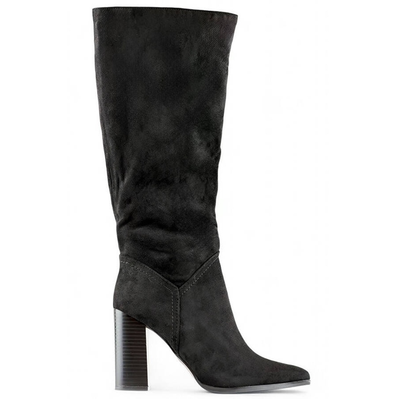 Bottines à talons hauts en daim pour femme, noires, X829B le noir