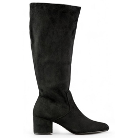 Bottines en daim à talons bas pour femmes, noires 23063B le noir