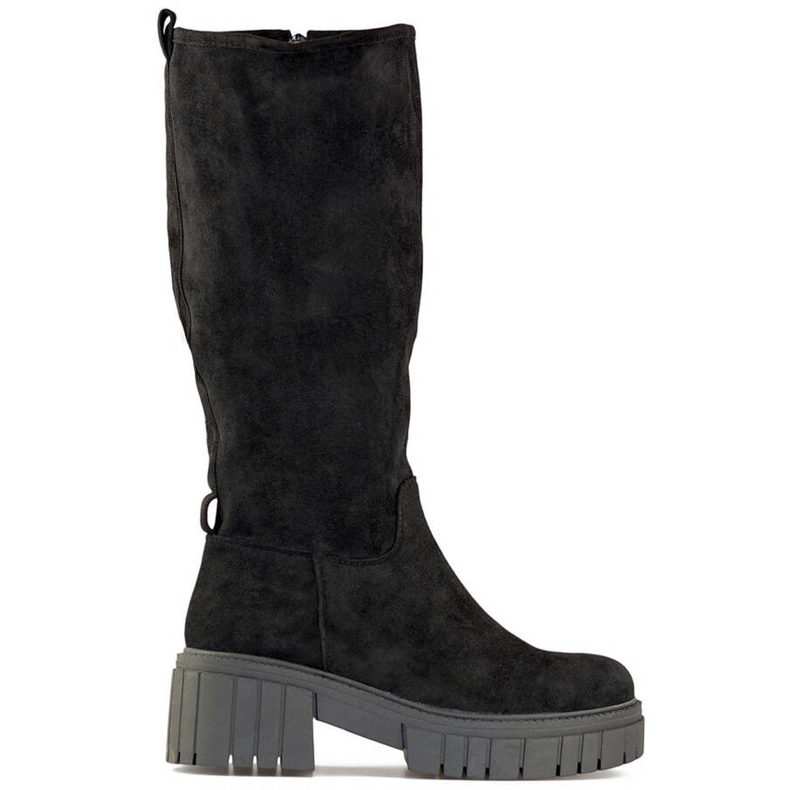 Bottines femme en daim à semelle épaisse, noires DE1056B le noir