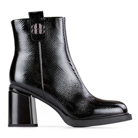 Bottines isolées en cuir verni pour femme, noir 25-66670B le noir