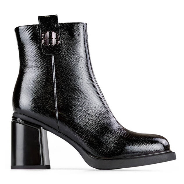 Bottines isolées en cuir verni pour femme, noir 25-66670B le noir