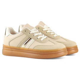 Chaussures de sport à semelle épaisse pour femme, beige A185BE Chaussures de sport à semelle épaisse pour femme, beige A185BE