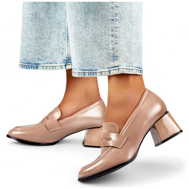 Chaussures à talons hauts vernies beiges pour femmes GD-FL471BE Chaussures à talons hauts vernies beiges pour femmes GD-FL471BE